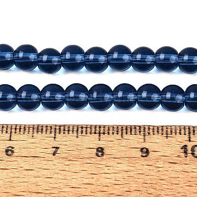 透明ガラスビーズ連売り  ラウンド  マリンブルー  6~6.5mm  穴：1.4mm  約67~70個/連  14.76インチ〜15.16インチ（37.5~38.5cm）&nbsp;GLAA-T032-T6mm-28-1