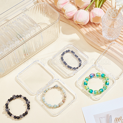長方形のプラスチック製バングルオーガナイザーボックス  12個の正方形の小さな箱で  透明  24x10.8x9.65cm&nbsp;CON-WH0107-91-1
