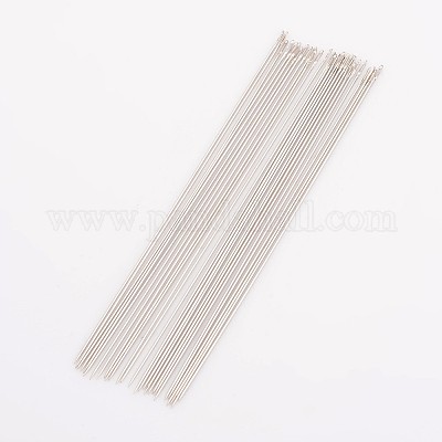 スチールビーズ針  プラチナ  79x0.4mm  約の25~30pcs /バッグ&nbsp;ES002Y-1