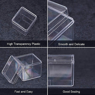 プラスチックビーズ収納ケース  キューブ  透明  4x4x4cm  18pc&nbsp;CON-BC0004-10-1