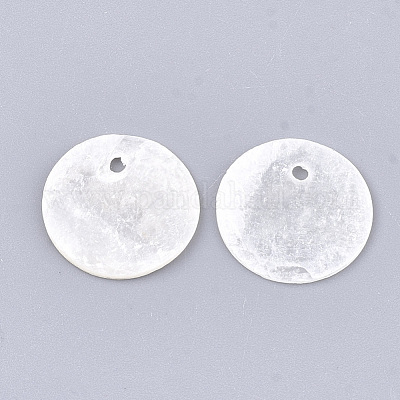 カピスシェルペンダント  フラットラウンド  ホワイトスモーク  15x0.5~1.5mm  穴：1.2~1.4mm&nbsp;SHEL-S274-71B-1