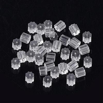 プラスチック製ピアスキャッチ  ピアスバックキャッチ  透明  3x2.5mm  穴：0.5mm&nbsp;KY-R011-05-1