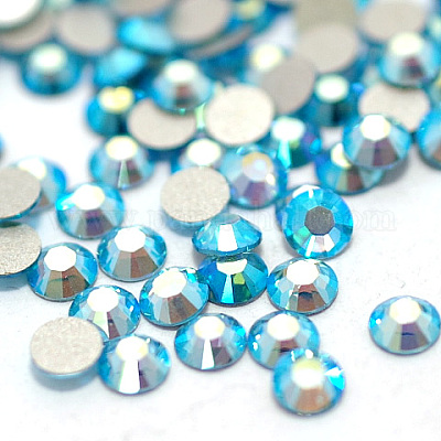 フラットバックガラスラインストーン  グレードA  バックメッキ  多面カット  ABカラー  半円  アクアマリン  ss16  3.8~4.0mm  1440個/袋&nbsp;RGLA-C002-SS16-202AB-1