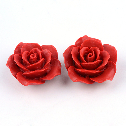 シナバービーズ  花  ファイヤーブリック  20x20x10mm  穴：2mm&nbsp;LS-X-CARL-Q004-79B-1