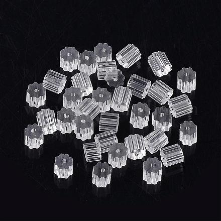 プラスチック製ピアスキャッチ  ピアスバックキャッチ  透明  3x2.5mm  穴：0.5mm&nbsp;KY-R011-05-1