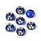 Handmade Bumpy Lampwork Beads, Beetle with Flower Pattern, Royal Blue, 14.5x9~11mm, Hole: 1~1.4mm