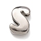 Brass Beads, Long-Lasting Plated, Rack Plating, Lead Free & Cadmium Free, Platinum, Letter S, 21x13x6.5mm, Hole: 18x4mm