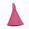 Polyester Tassel Big Pendants Decoration, Deep Pink, 80~90x8.5~9mm, Hole: 4x6mm