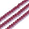 Faceted Glass Beads Strands, Round, Crimson, 3~3.5mm, Hole: 0.5mm, about 115~130pcs/strand, 14.5~16.1 inch(37~41cm)