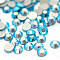Glass Flat Back Rhinestone, Grade A, Back Plated, Faceted, AB Color, Half Round, Aquamarine, SS16, 3.8~4.0mm, 1440pcs/bag