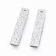 真鍮製チャーム  ニッケルフリー  長持ちメッキ  テクスチャ  長方形  プラチナ  15x3x1mm  穴：1mm&nbsp;KK-G397-03P-2