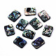 天然アワビシェル/パウアシェルビーズ  長方形  カラフル  16.5x12~13x3.5mm  穴：1mm&nbsp;SSHEL-T014-11B-1