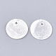 カピスシェルペンダント  フラットラウンド  ホワイトスモーク  15x0.5~1.5mm  穴：1.2~1.4mm&nbsp;SHEL-S274-71B-2