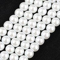 ガラスパールビーズ連売り  パールカラーの  ラウンド  ホワイト  12mm  穴：1mm  約68個/連  30.71インチ（78cm）&nbsp;HY-12D-B01