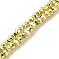 電気メッキガラスビーズセット  多面カット  ロンデル  ライトゴールド  3x2.5mm  穴：0.8mm  約136~144個/連  35~36cm