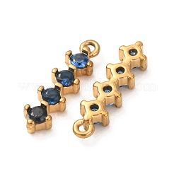 304ステンレススチールとガラスラインストーンのペンダント  フラットラウンドのチャーム  18KGP本金メッキ  14x4x2mm  穴：0.8mm&nbsp;RB-G606-03G