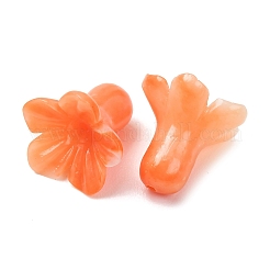 染色された合成珊瑚彫刻ビーズ  ツートンカラーの花  チョコレート  17x18.5mm  穴：1.5mm&nbsp;GG-CBAE64B-02B-01