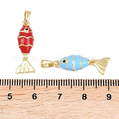 真鍮製マイクロパヴェキュービックジルコニアチャーム  エナメル  魚のチャーム  18KGP本金メッキ  ミックスカラー  22.5x7.5x5.5mm  穴：5.5x3.5mm&nbsp;KK-C250-02B