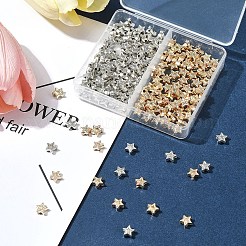 250個2色ccbプラスチックビーズ  スター  ミックスカラー  6.5x6.5x3mm  穴：1.4mm  125個/カラー&nbsp;CCB-FS0001-10
