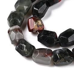 天然のアフリカブラッドストーンビーズ連売り  多面カット  ナゲット  16~17x12~13.5x10.5~13mm  穴：1.2mm  約13個/連  8.46~8.66インチ（21.5~22cm）&nbsp;G-N342-147