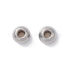 変色しにくい304ステンレススチールスペーサービーズ  ラウンド  ステンレス鋼色  4x3mm  穴：1.5mm&nbsp;STAS-T021-4