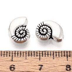チベット風合金ビーズ  巻き貝の形  カドミウムフリー＆鉛フリー  アンティークシルバー  11x8x4mm  穴：1.6mm  約763個/1000g&nbsp;TIBEB-T004-02AS