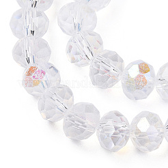 電気メッキガラスビーズセット  ABカラーメッキ  多面カット  ロンデル  クリアAB  6x5mm  穴：1mm  約80~85個/連  38~40cm&nbsp;LS-EGLA-A034-T6mm-B33