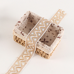 10ヤードのポリエステル刺繍レースリボン（スパンコール付き）  服飾材料  ライトカーキ  2インチ（50mm）&nbsp;PW-WG94215-03