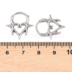 スパイクハート 316ステンレススチール 軟骨ピアス  フープノーズリング  アンティークシルバー  19.5x18x2mm&nbsp;AJEW-C044-13AS