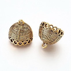 チベット風アロイペンダントベイル  タッセルキャップ保釈  コラム  アンティーク黄金  19.5x20mm  穴：2.5mm  内径：17mm&nbsp;PALLOY-L208-004AG