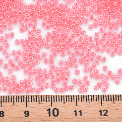 12/0個の模造ヒスイガラスシードビーズ  不透明色の光沢  ラウンド  鮭色  2x1.5mm  穴：1mm  約40000個/ポンド&nbsp;SEED-S049-A-010