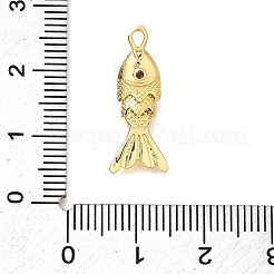真鍮製マイクロパヴェキュービックジルコニアペンダント  魚の形  18KGP本金メッキ  22x8.5x5.5mm  穴：2.5x1.5mm&nbsp;KK-Z125-06G-01