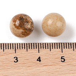 天然のピクチャージャスパー 穴なし球形ビーズ  ラウンド  10mm&nbsp;G-K353-04A-15