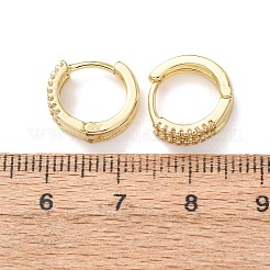 真鍮製マイクロパヴェキュービックジルコニアフープピアス  ラウンド  ラックめっき  長持ちメッキ  カドミウムフリー＆鉛フリー  18KGP本金メッキ  13x4mm&nbsp;KK-CBA90BB-07G