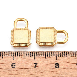 304ステンレススチールチャーム  イオンプレーティング（ip）  南京錠チャーム  18KGP本金メッキ  15x10x2mm  穴：4x4.5mm&nbsp;STAS-N109-115G