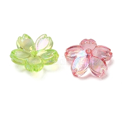透明ABSプラスチックビーズキャップ  ABカラーメッキ  5  - 花びらの花  ミックスカラー  11.5x11.5x2.5mm  穴：1.4mm  約3125個/500g&nbsp;FIND-B043-01