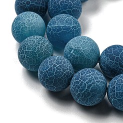 天然石風化瑪瑙ビーズ連売り  ラウンド  染め＆加熱  スチールブルー  12mm  穴：1.6mm  約31個/連  14.76''（37.5センチメートル）&nbsp;G-P538-A01-04