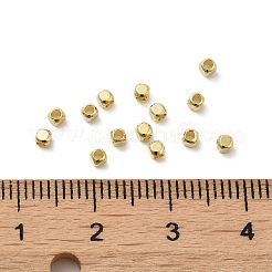 真鍮製スペーサービーズ  キューブ  14KGP本金メッキ  2x2x2mm  穴：1.2mm&nbsp;KK-P249-01A-G01
