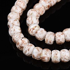 光る手作りの金箔ガラスビーズ連売り  ロンデル  暗闇で光る  ホワイト  7~8.5x4.5~6.5mm  穴：1~1.5mm  約80個/連  16.34インチ（41.5cm）&nbsp;FOIL-N029-02A-10