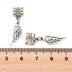 合金ヨーロッパダングルチャーム  大穴ペンダント  ウイング  アンティークシルバー  29mm  穴：5mm&nbsp;PALLOY-YW001-05
