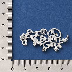ラックメッキ合金コネクタチャーム  鉛フリー及びカドミウムフリー  花  銀  20x40.5x7mm  穴：2.5mm&nbsp;FIND-C063-09S