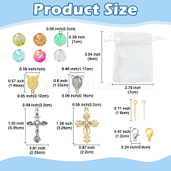 宗教的なDIYペンダント装飾キット  ラウンドアクリルビーズを含む  合金リンク＆ペンダント  ＆留め具  304ステンレススチールリンク  アイアン製9ピン  オーガンジーギフトバッグ巾着袋  ミックスカラー  10mm  穴：2mm&nbsp;DIY-YW0018-34