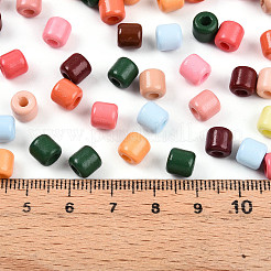 不透明色のガラスシードビーズ  バレル  ミックスカラー  6~6.5x6~6.5mm  穴：2.5mm  約1215個/ポンド&nbsp;SEED-N007-14F