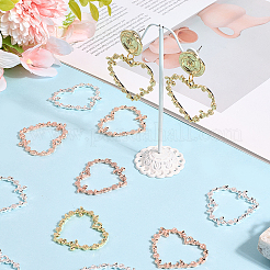 24個3色ラックメッキ合金オープンバックベゼルペンダント  UVレジンDIY用  エポキシ樹脂  プレスジュエリー  カドミウムフリー＆ニッケルフリー＆鉛フリー  ハート  ミックスカラー  33.5x39x3mm  穴：3mm  8個/カラー&nbsp;FIND-SC0019-24