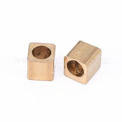 真鍮製スペーサービーズ  ニッケルフリー  キューブ  生（メッキなし）  2.5x2.5mm  穴：1.5mm&nbsp;KK-F713-22C-2.5x2.5mm