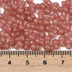 透明な色のガラスシードビーズ  キノコ  ロージーブラウン  5.5x4.5mm  穴：1mm  4150個/ポンド&nbsp;SEED-R001-01J