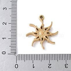 304ステンレスペンダント  太陽のチャーム  PVD真空メッキ  18KGP本金メッキ  22.5x20x3mm  穴：1.6mm&nbsp;STAS-E548-07G