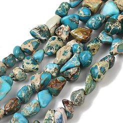 染色された天然インペリアルジャスパービーズ連売り  ナグセット  ターコイズ  3~13x5~19x7~10mm  穴：1.2mm  約44~49個/連  14.76~15.35''（37.5~39センチメートル）&nbsp;G-A283-A01-01