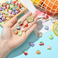 不透明な樹脂カボション  模造食品  フルーツアイスクリーム  ミックスカラー  12.5~15.5x11~16x6~7.5mm&nbsp;RESI-CJC0023-16
