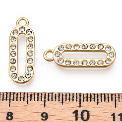 304ステンレスペンダント  手動研磨  ラインストーン付き  オーバルチャーム  14KGP本金メッキ  21x7.5x2mm  穴：1.8mm&nbsp;STAS-T064-09G